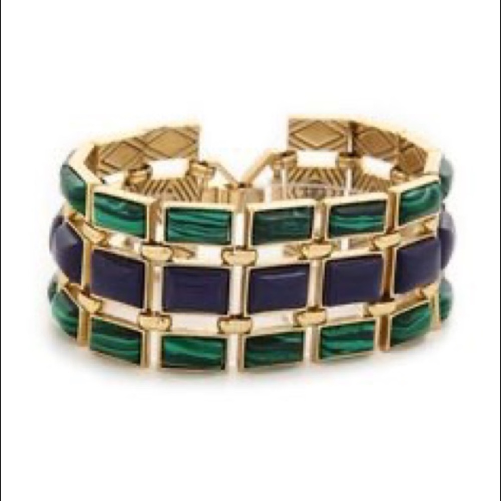 House of Harlow Gold Green Blue Mosaic Bracelet